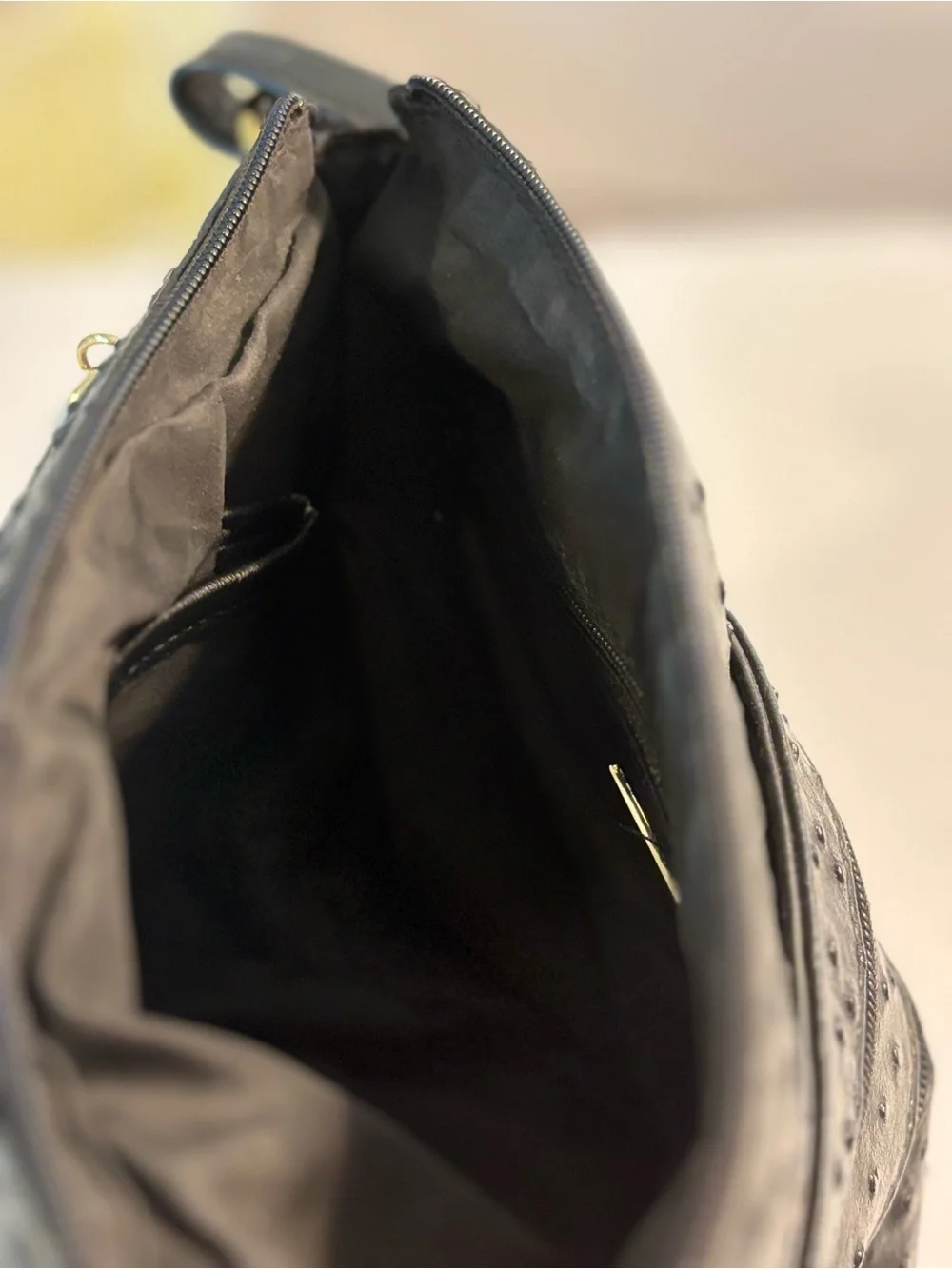 Giani Bernini Black Embossed Faux-Ostrich Crossbody Bag